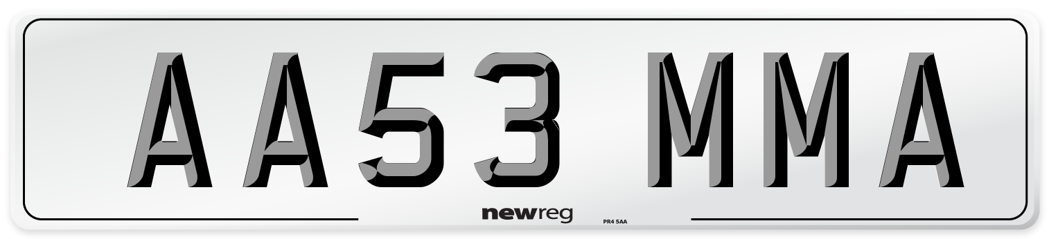 AA53 MMA Number Plate from New Reg